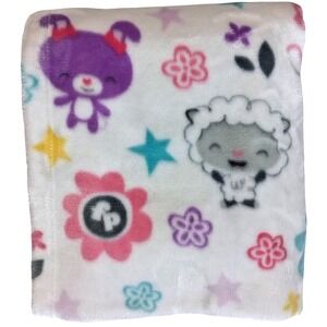 Fisher Price Baby Girl Velour Flower Cat Bunny Lamb Blanket Soft Plush 30x45